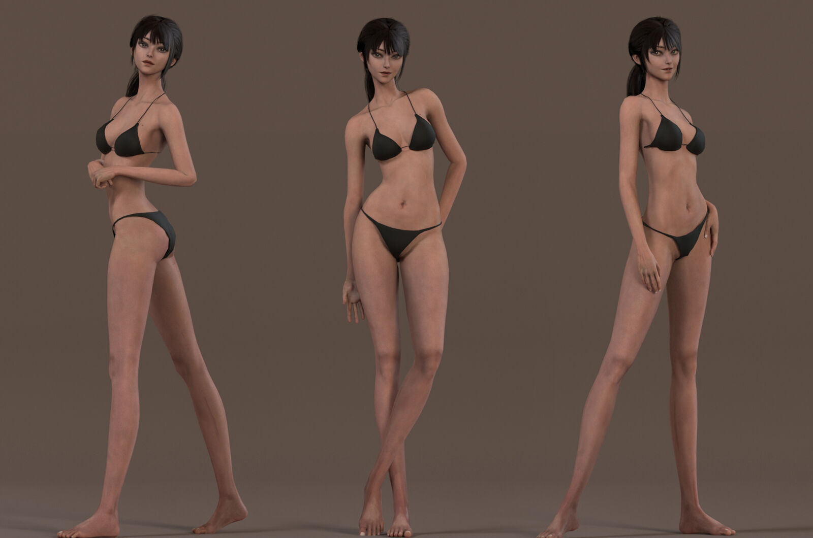 Female Base Model Rig Low-poly 3D model_5