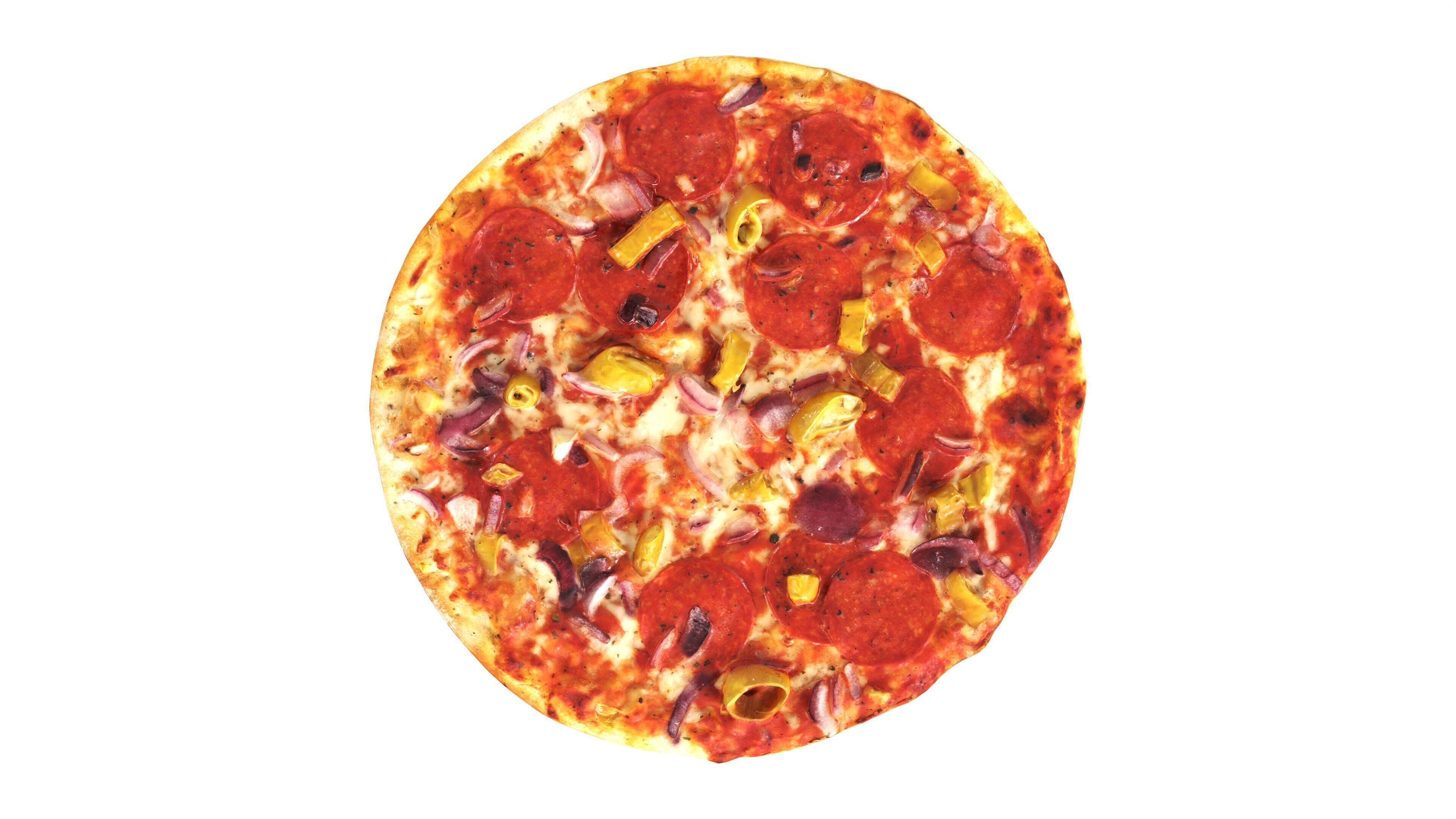 Pizza with salami and jalapeno Low-poly 3D model_5
