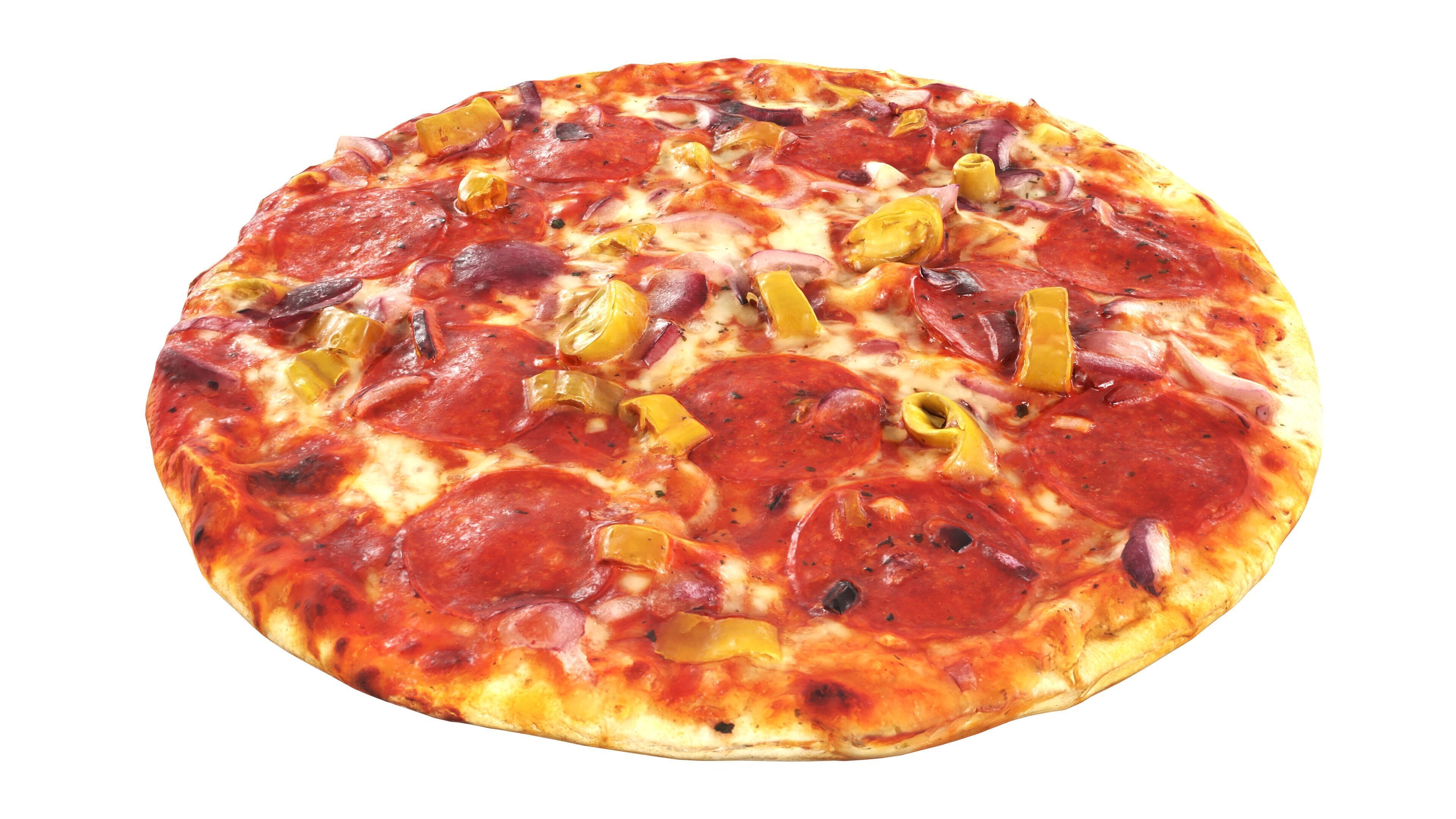 Pizza with salami and jalapeno Low-poly 3D model_1