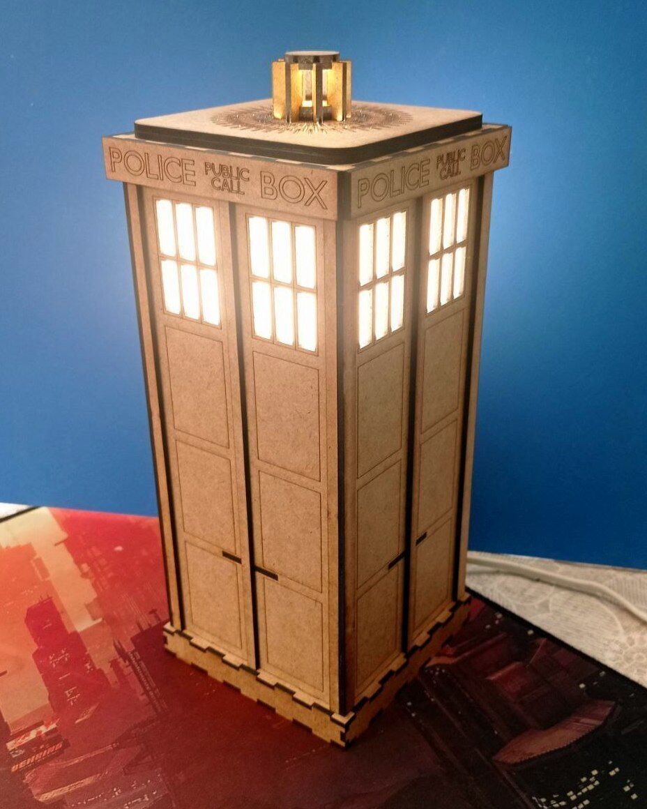 TARDIS table lamp laser cut 3D print model_1