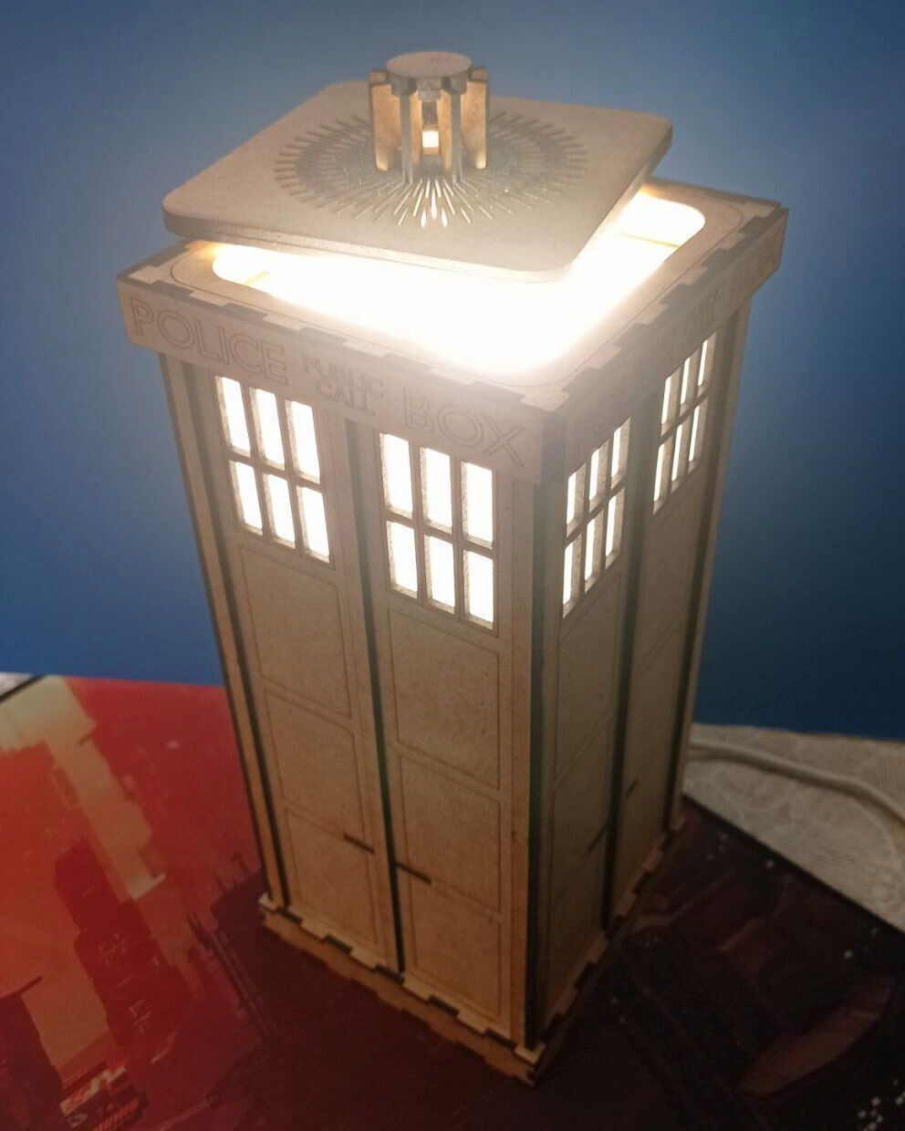 TARDIS table lamp laser cut 3D print model_2