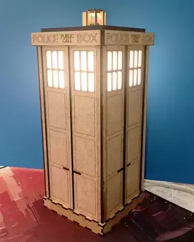 TARDIS table lamp laser cut 3D print model