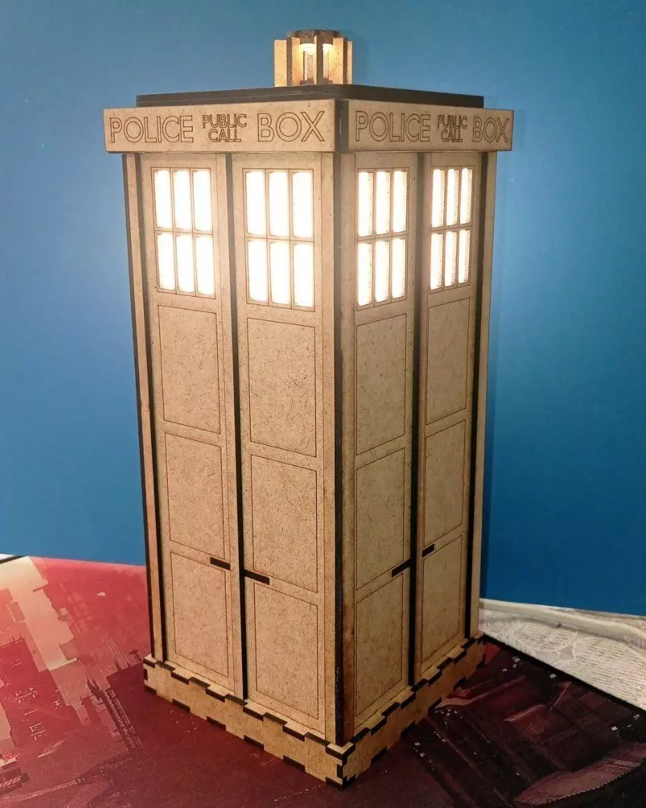 TARDIS table lamp laser cut 3D print model_0