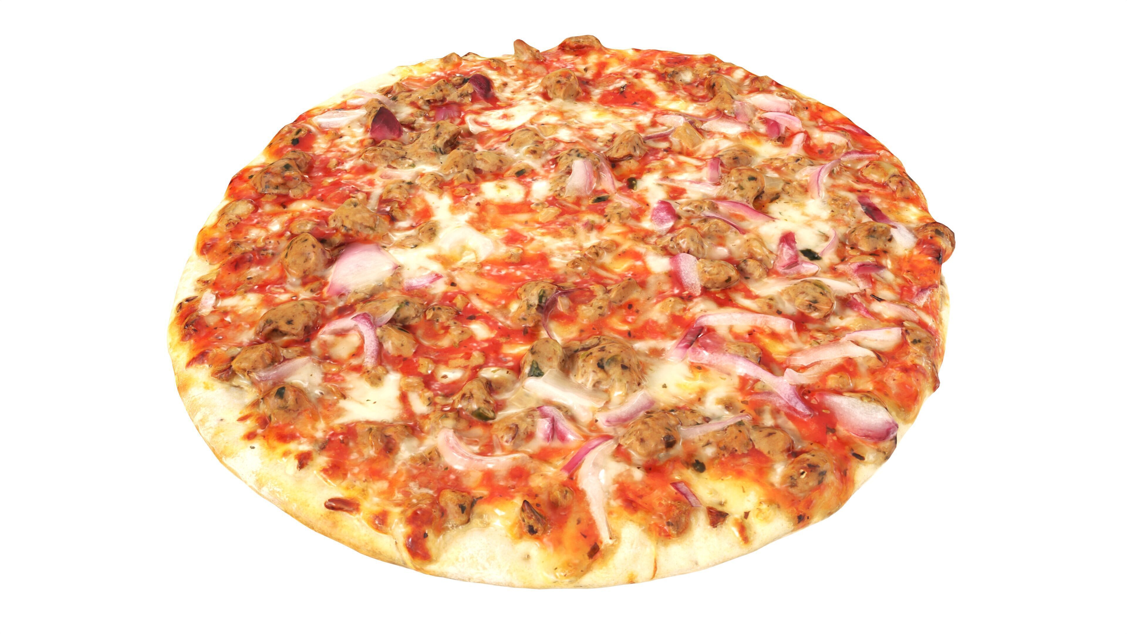 Pizza with tuna Low-poly 3D model_1