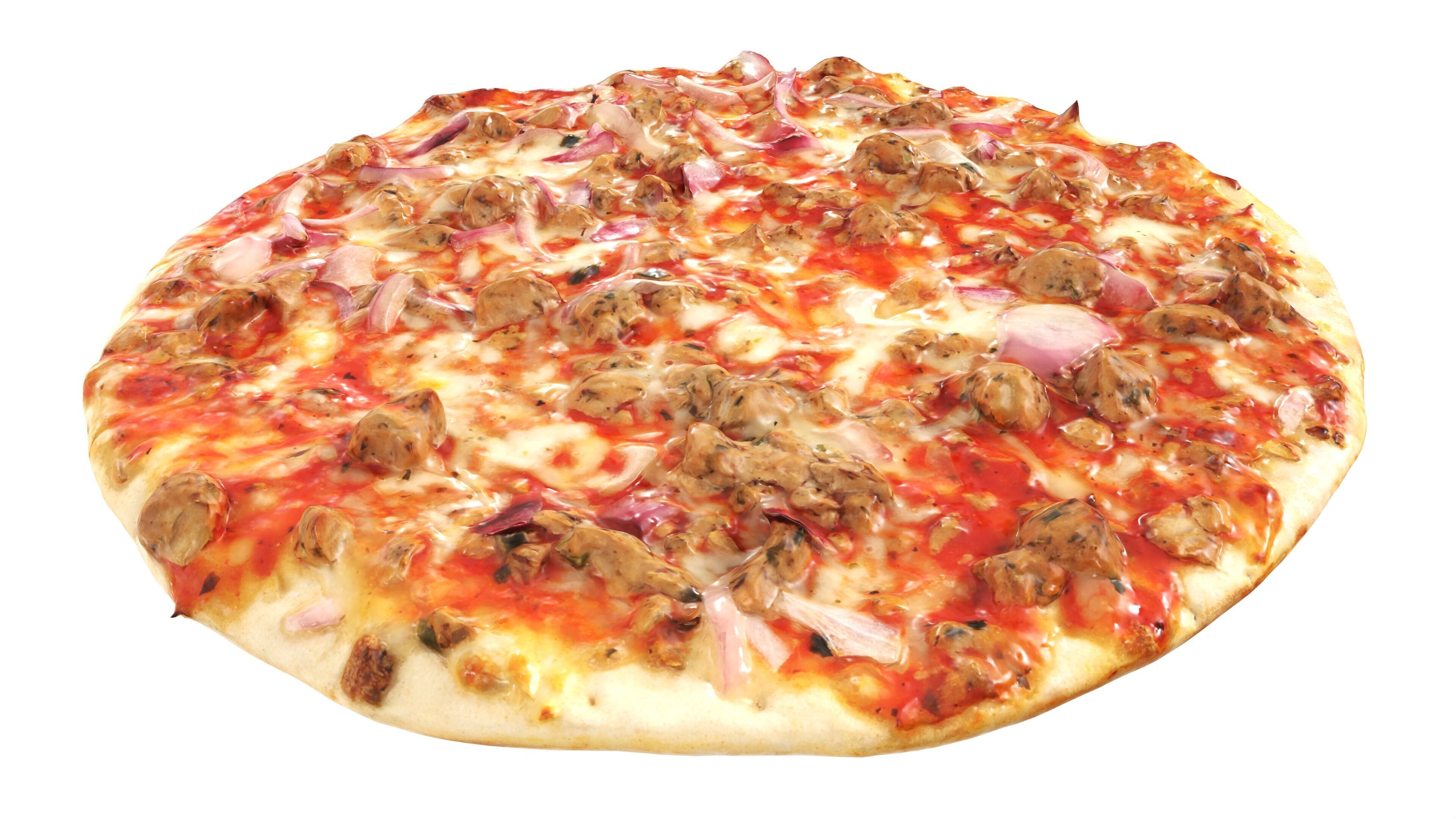 Pizza with tuna Low-poly 3D model_2