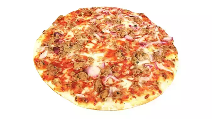 Pizza with tuna Low-poly 3D model
