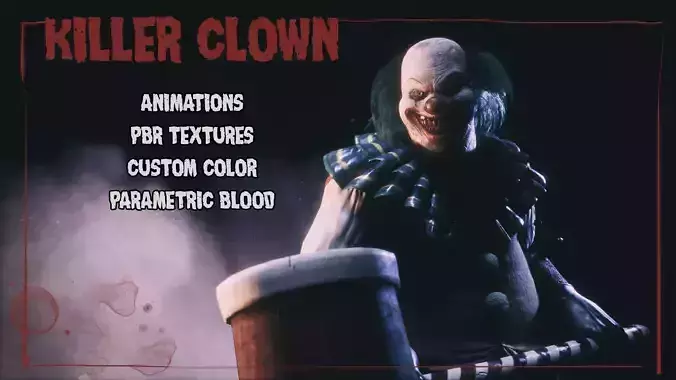 Killer Clown - Rigged and Animated Low-poly 3D model