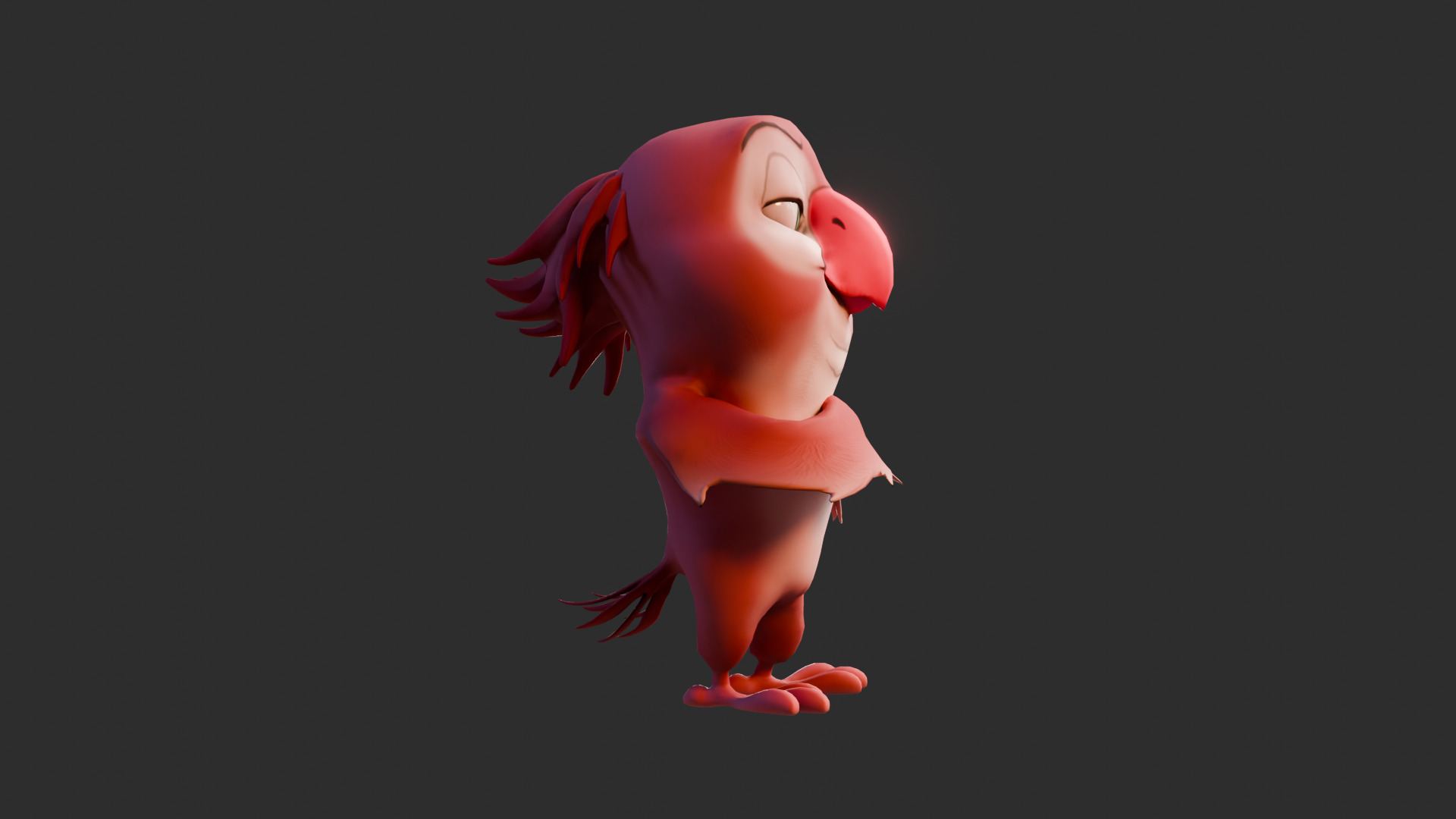 Chibi Parrot - 3D Red - Rigged Cartoon Bird Low-poly 3D model_21