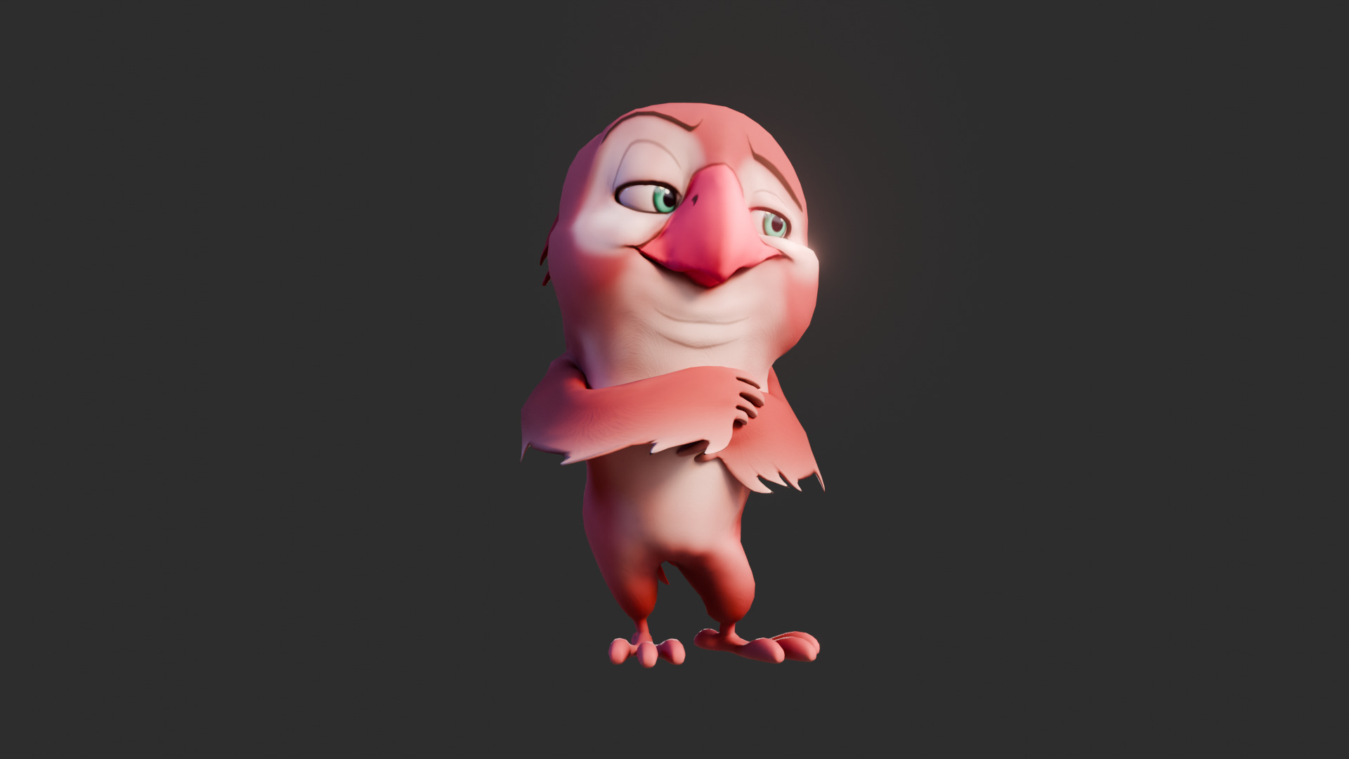 Chibi Parrot - 3D Red - Rigged Cartoon Bird Low-poly 3D model_17