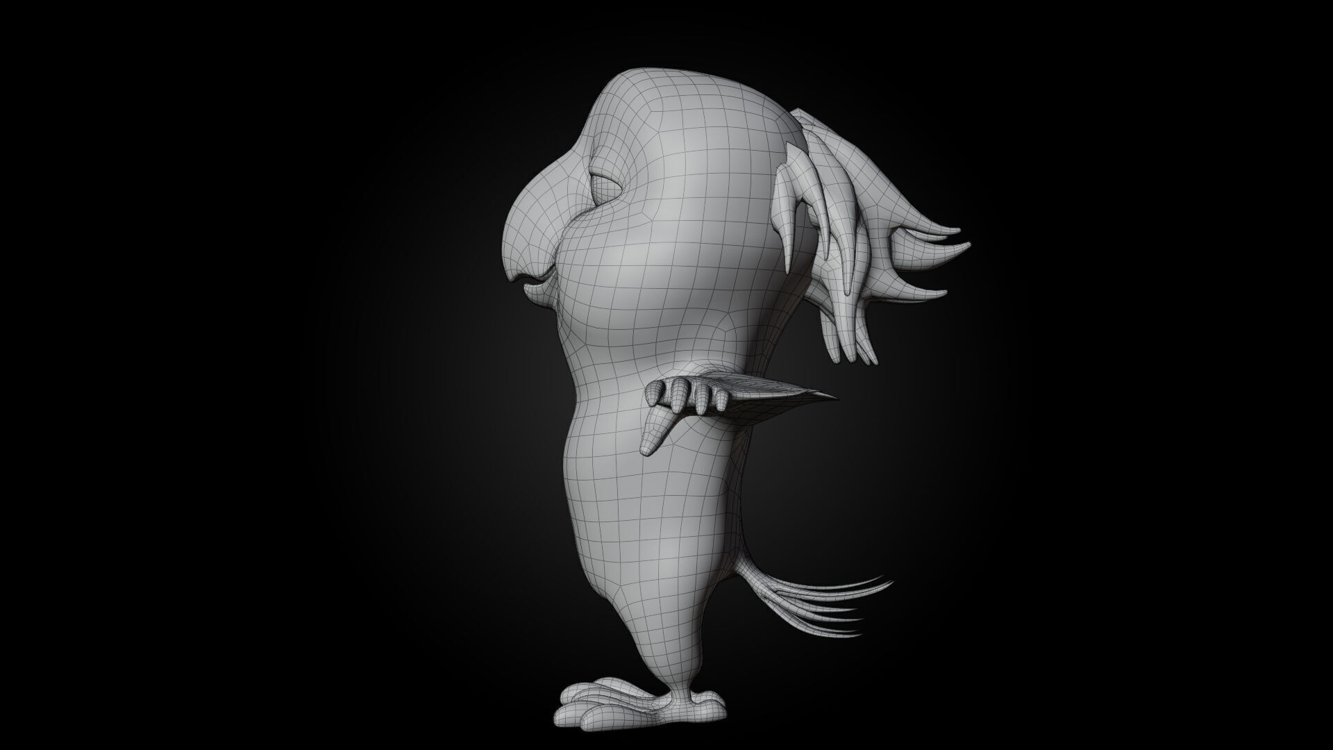 Chibi Parrot - 3D Red - Rigged Cartoon Bird Low-poly 3D model_10