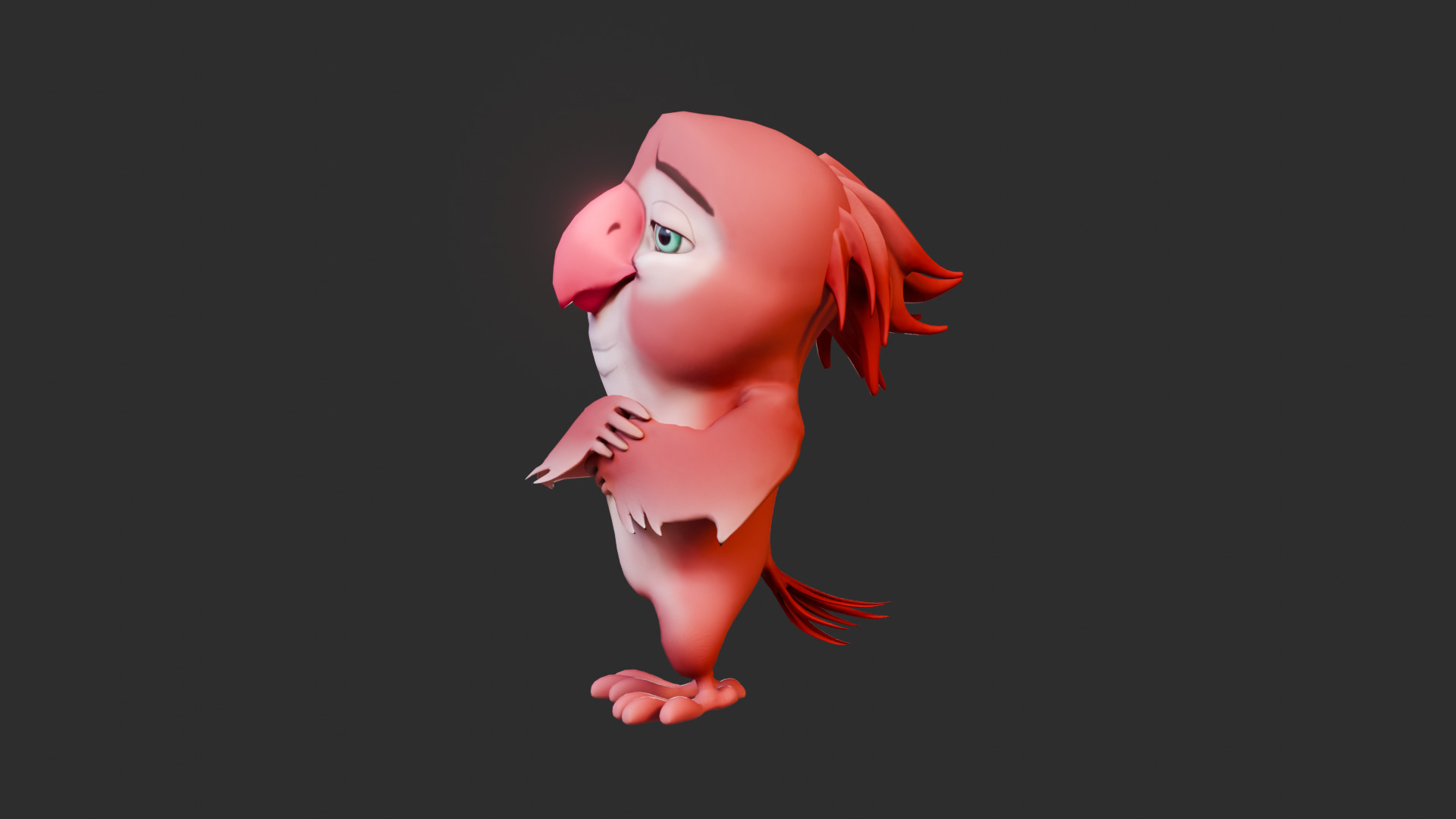 Chibi Parrot - 3D Red - Rigged Cartoon Bird Low-poly 3D model_35