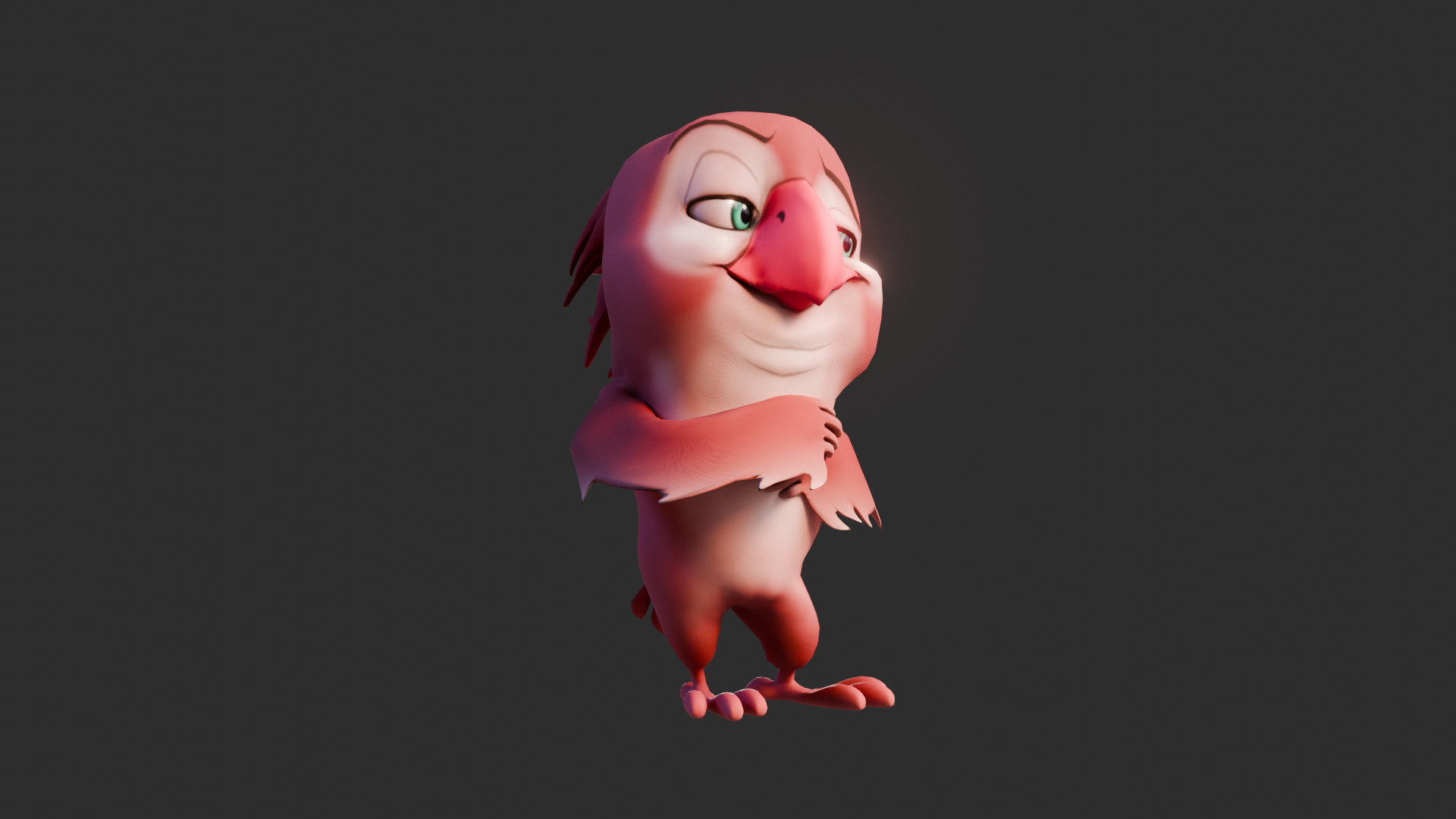 Chibi Parrot - 3D Red - Rigged Cartoon Bird Low-poly 3D model_18