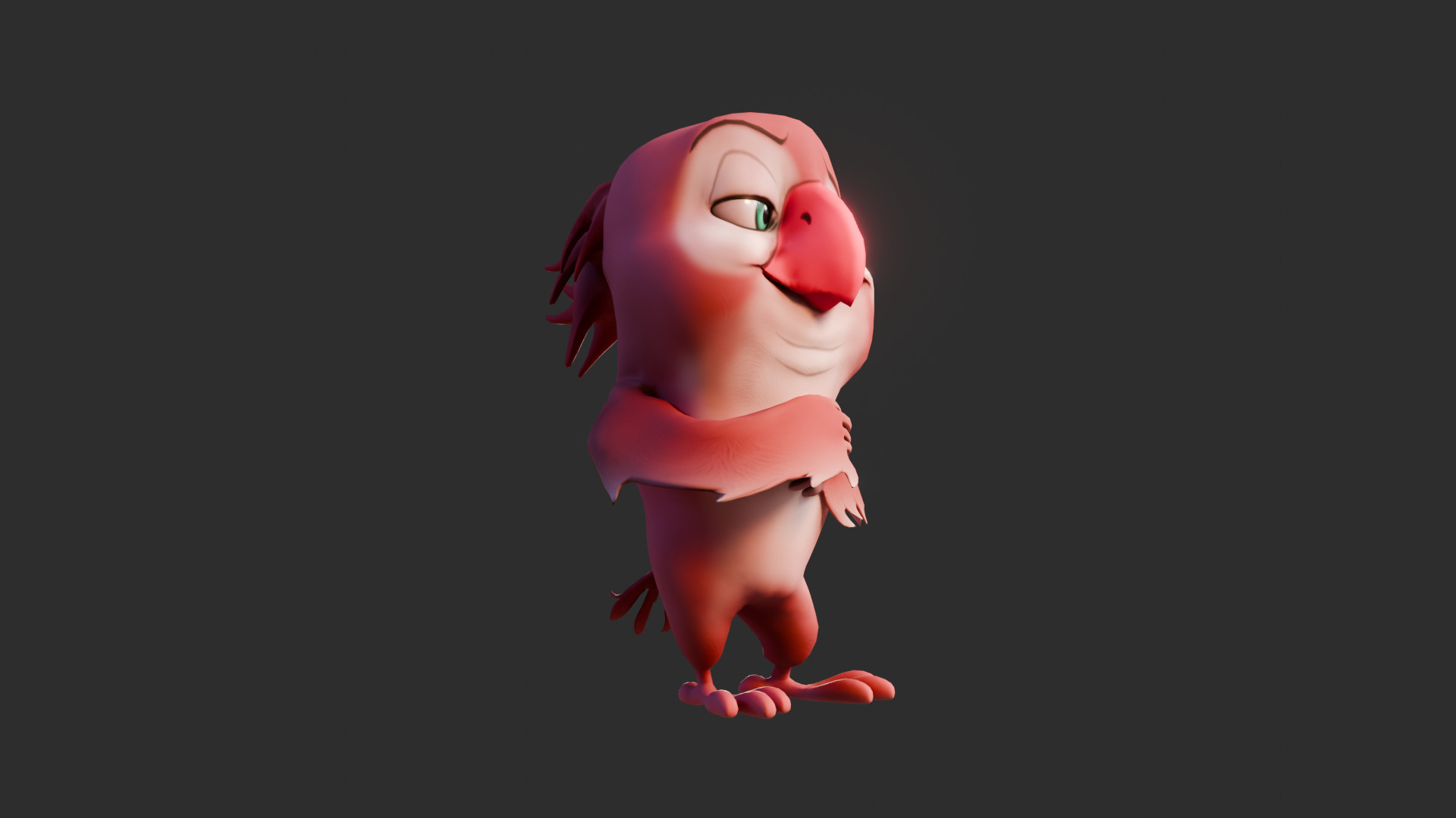 Chibi Parrot - 3D Red - Rigged Cartoon Bird Low-poly 3D model_19