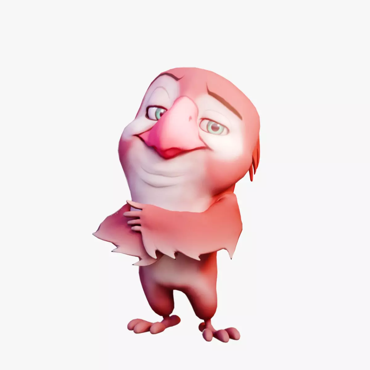 Cartoon Red Parrot Rigged Low-poly 3D model