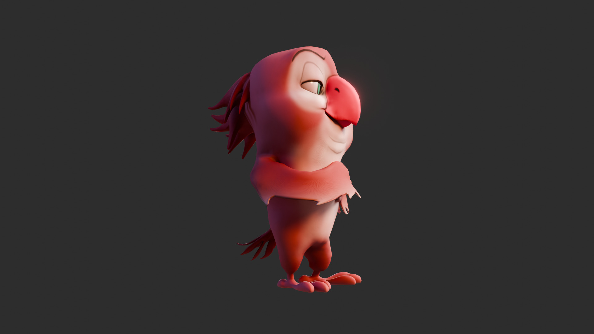 Chibi Parrot - 3D Red - Rigged Cartoon Bird Low-poly 3D model_20