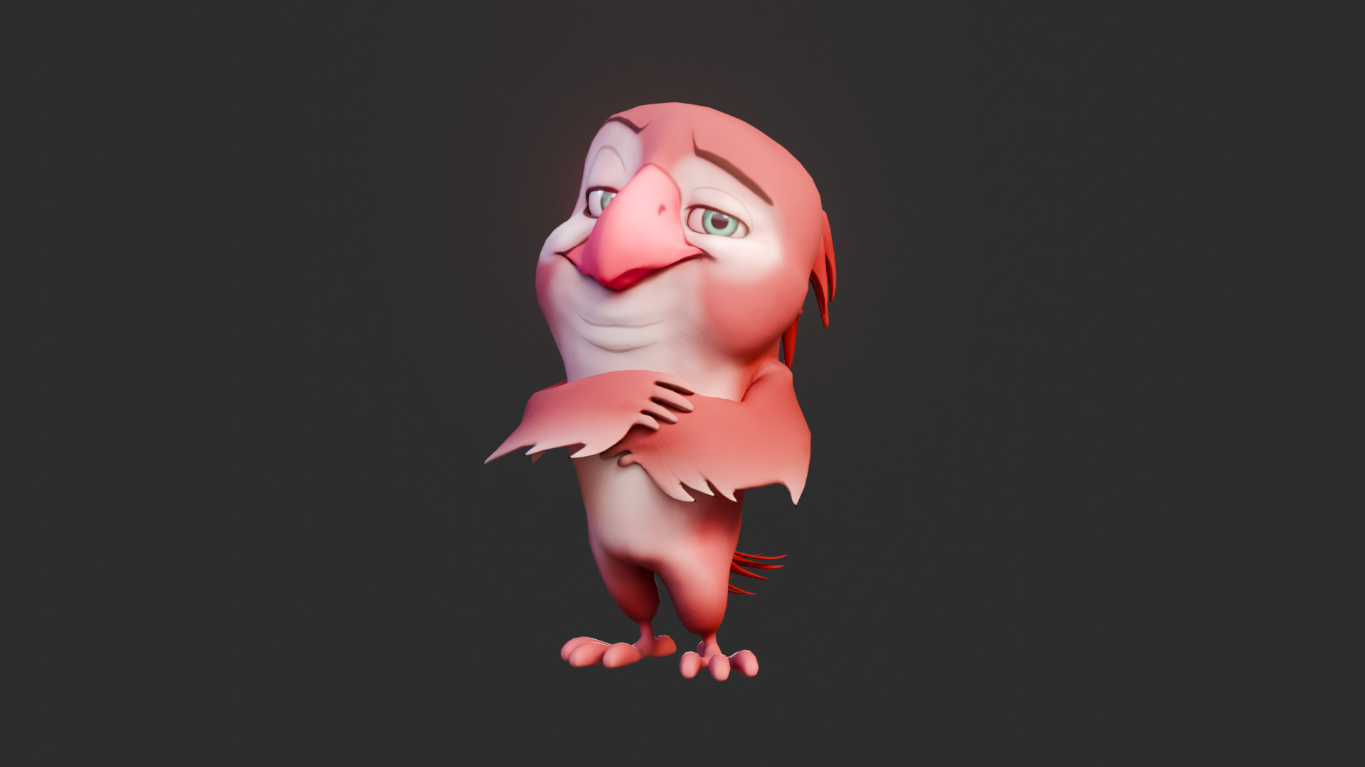Chibi Parrot - 3D Red - Rigged Cartoon Bird Low-poly 3D model_38
