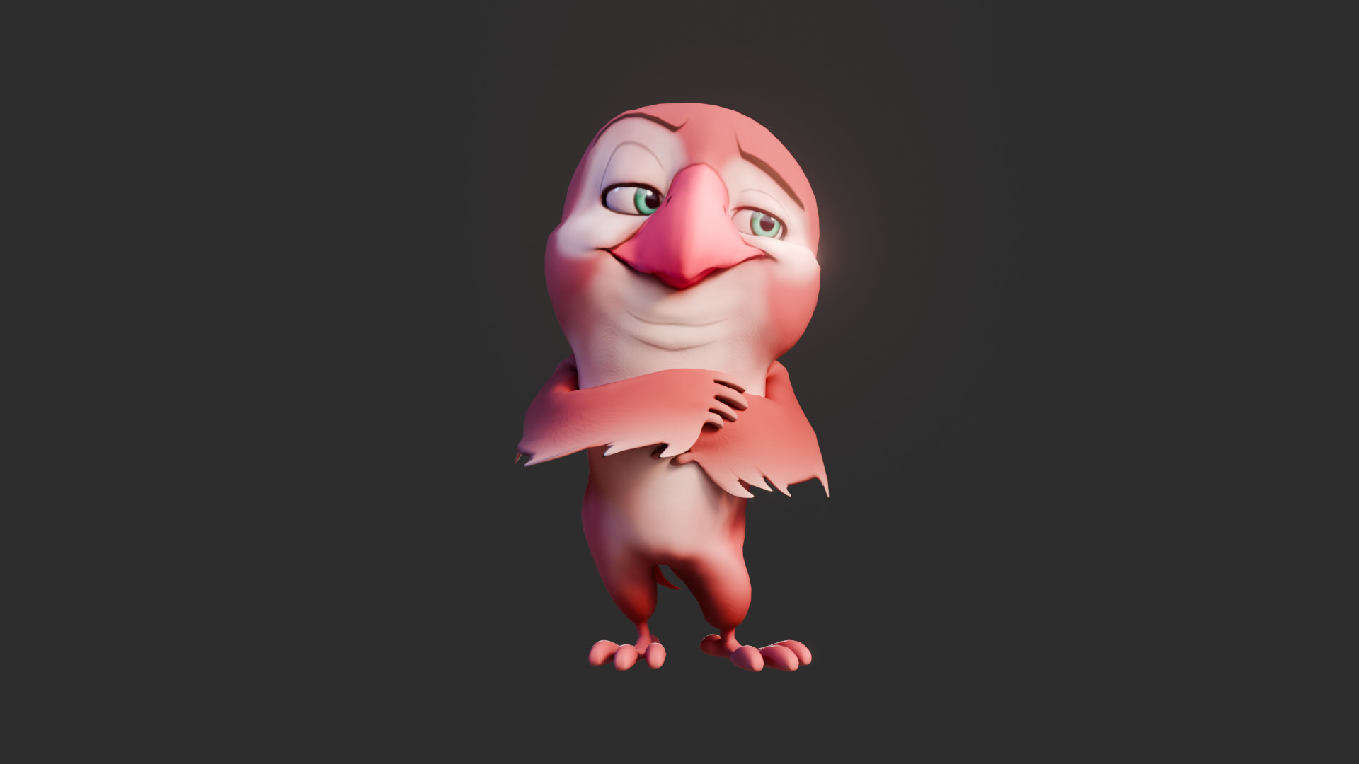 Chibi Parrot - 3D Red - Rigged Cartoon Bird Low-poly 3D model_16