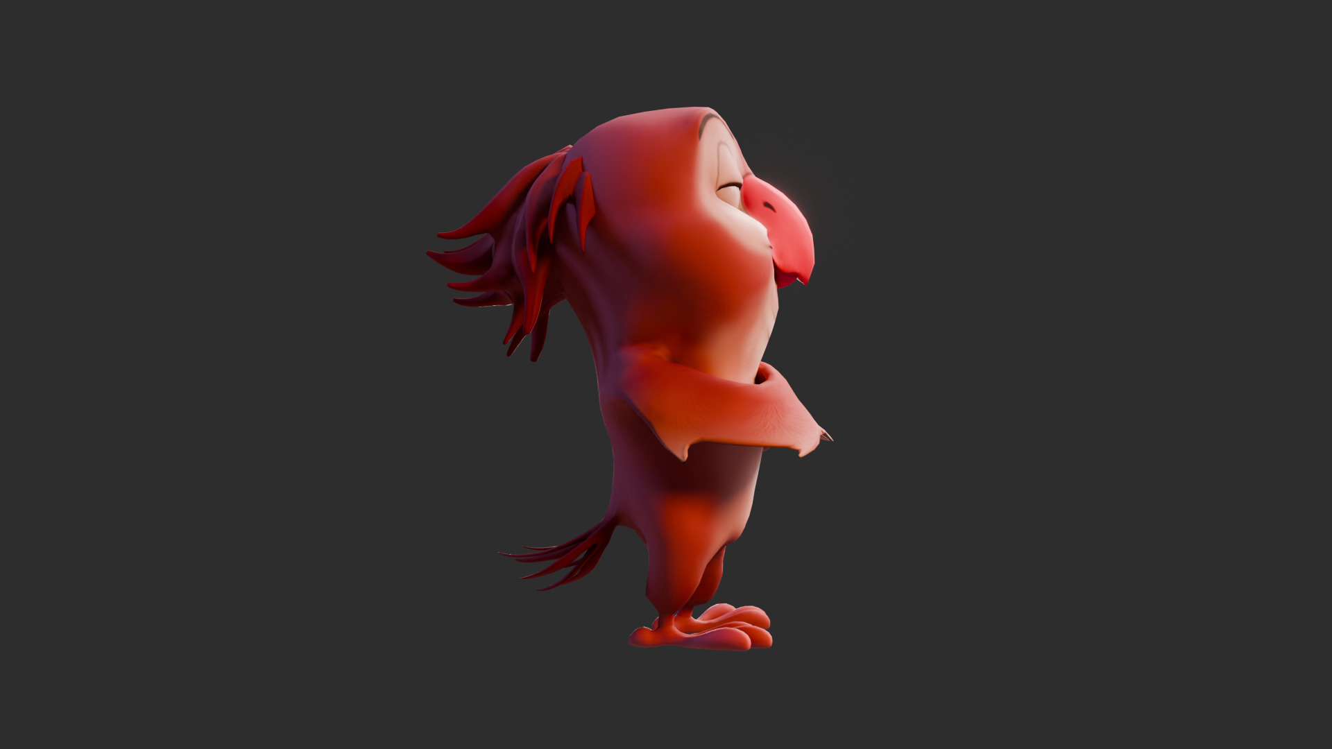 Chibi Parrot - 3D Red - Rigged Cartoon Bird Low-poly 3D model_22