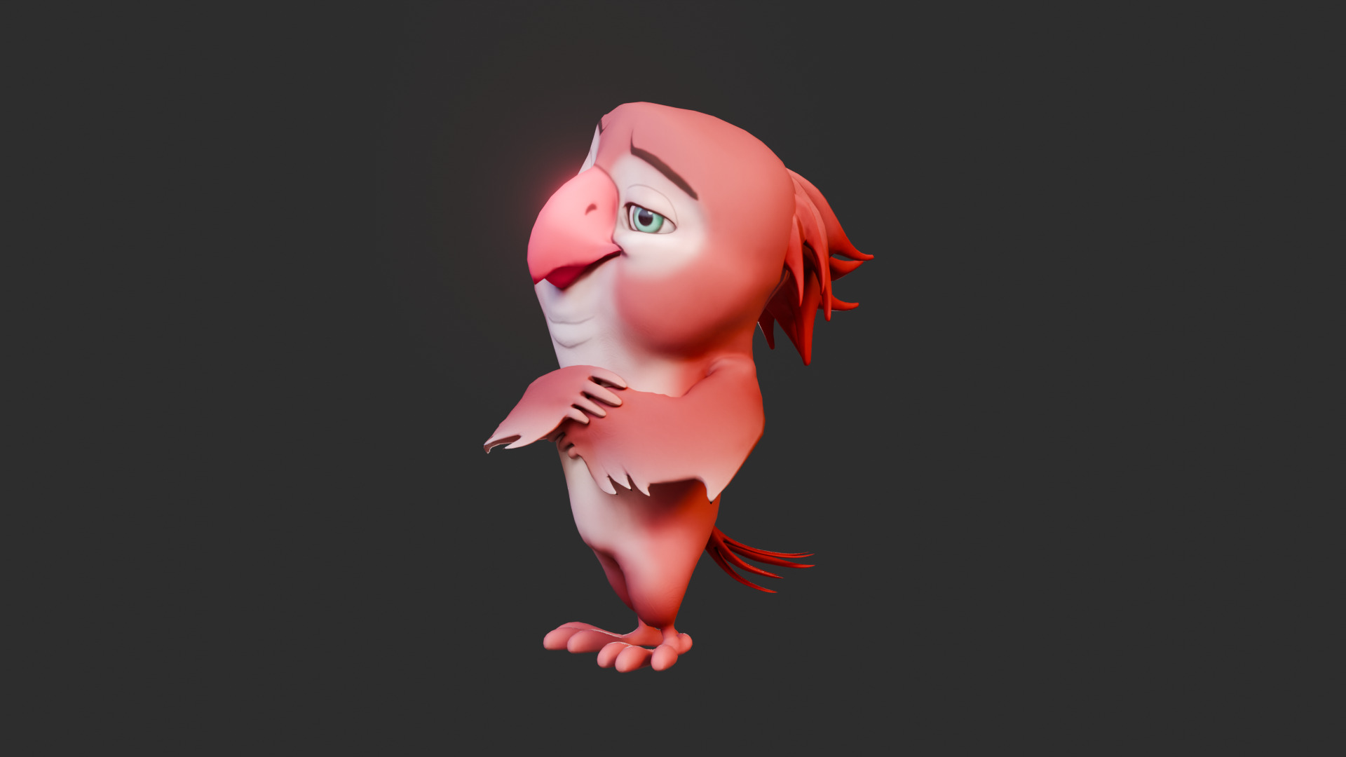 Chibi Parrot - 3D Red - Rigged Cartoon Bird Low-poly 3D model_36
