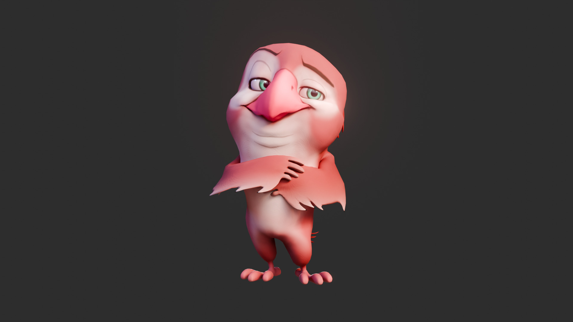 Chibi Parrot - 3D Red - Rigged Cartoon Bird Low-poly 3D model_15
