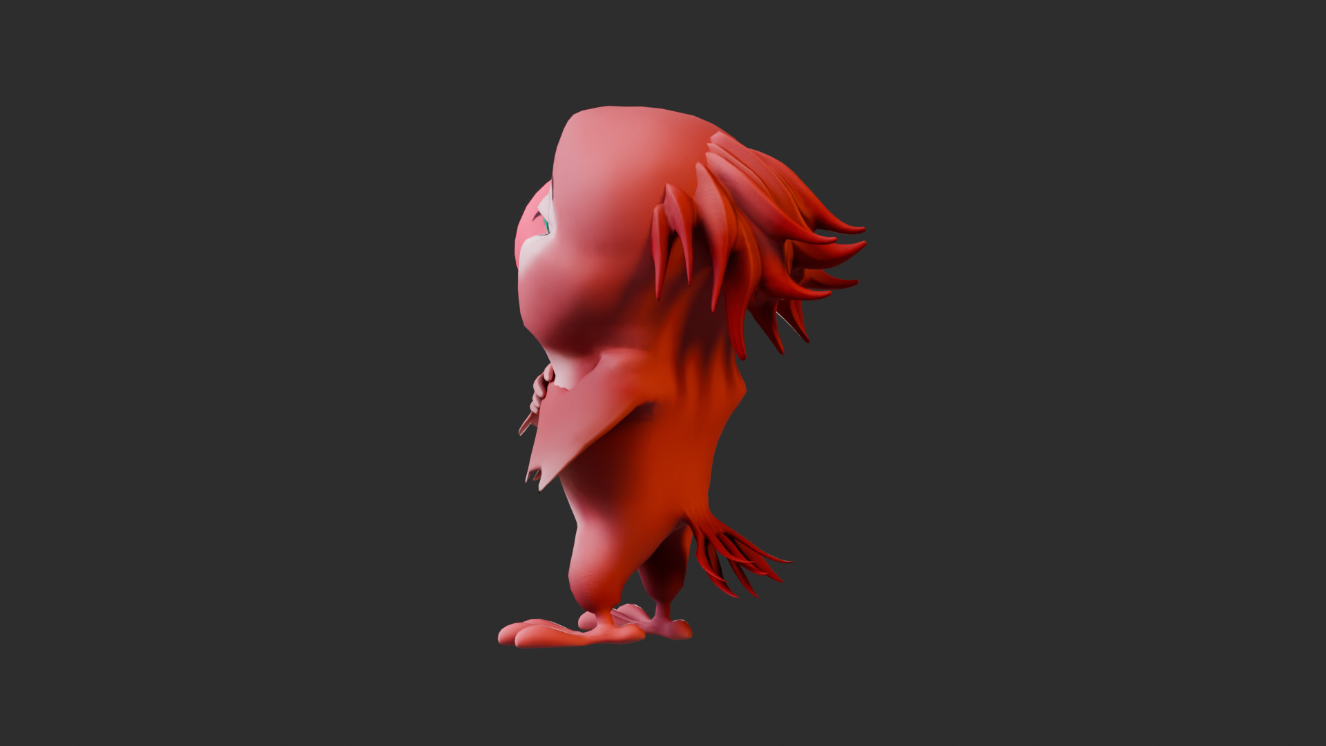 Chibi Parrot - 3D Red - Rigged Cartoon Bird Low-poly 3D model_32