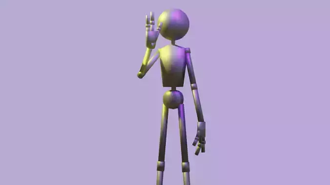 Animated Stick Man Character  Walk Wave Idle Rigged Asset Low-poly 3D model
