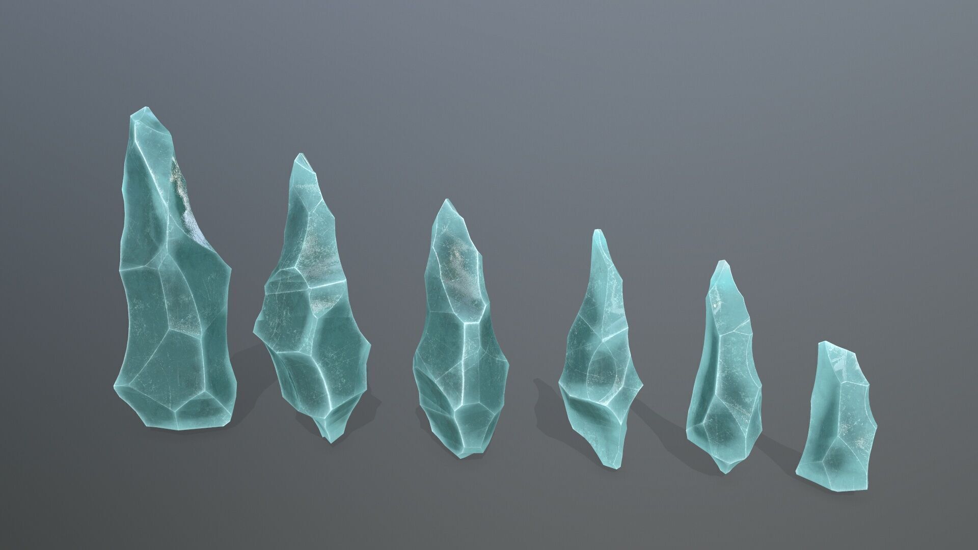 crystal set Low-poly 3D model_4