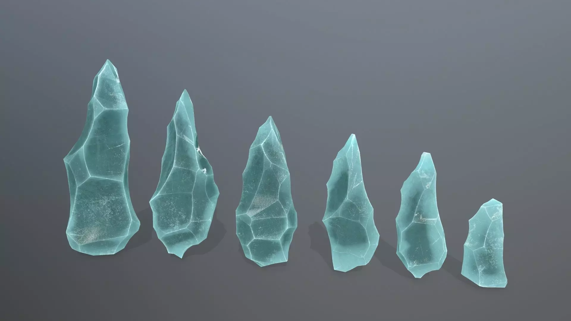 crystal set Low-poly 3D model_0
