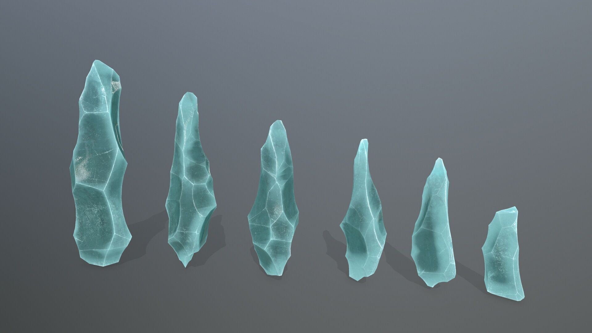 crystal set Low-poly 3D model_1