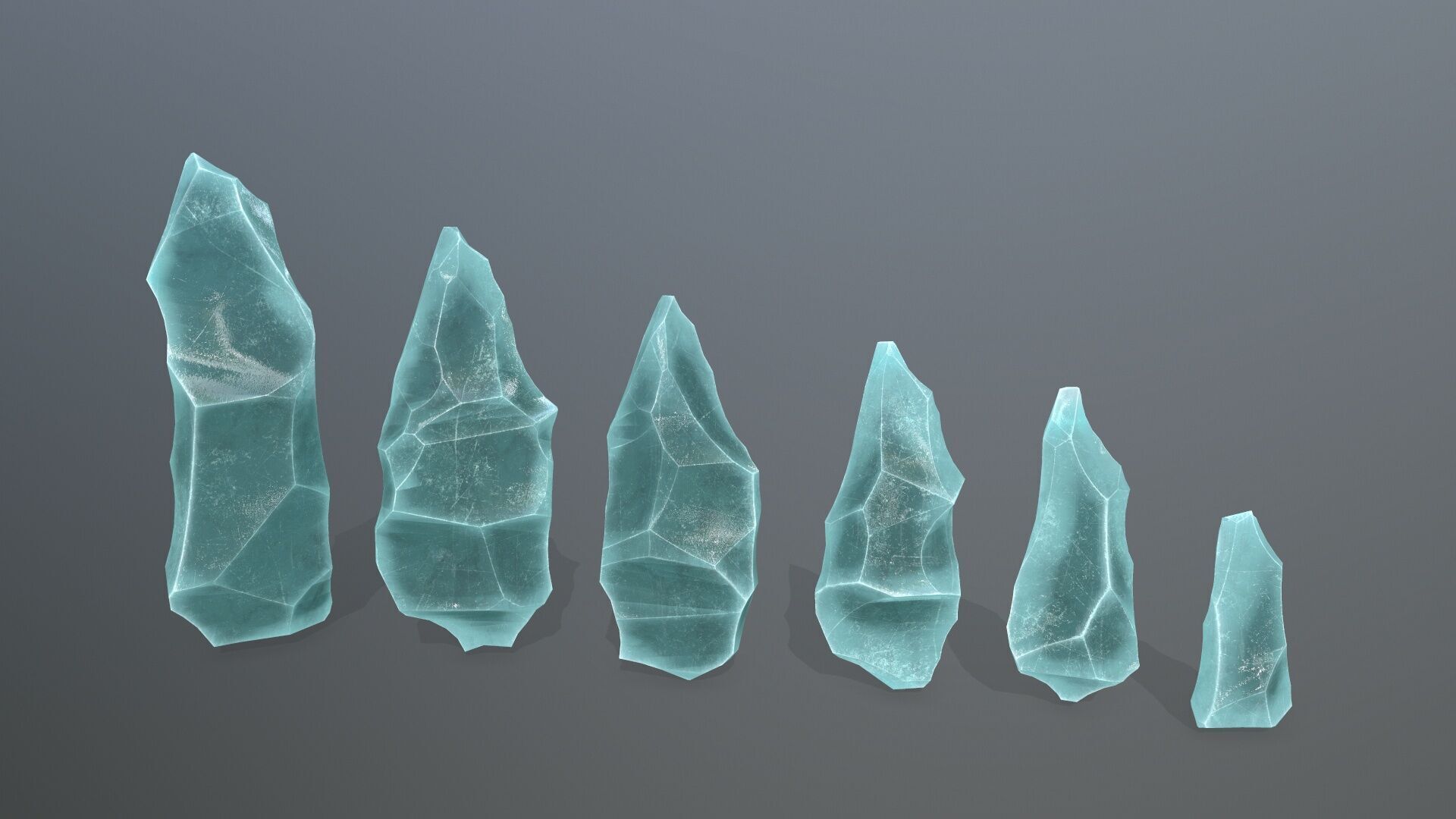 crystal set Low-poly 3D model_3