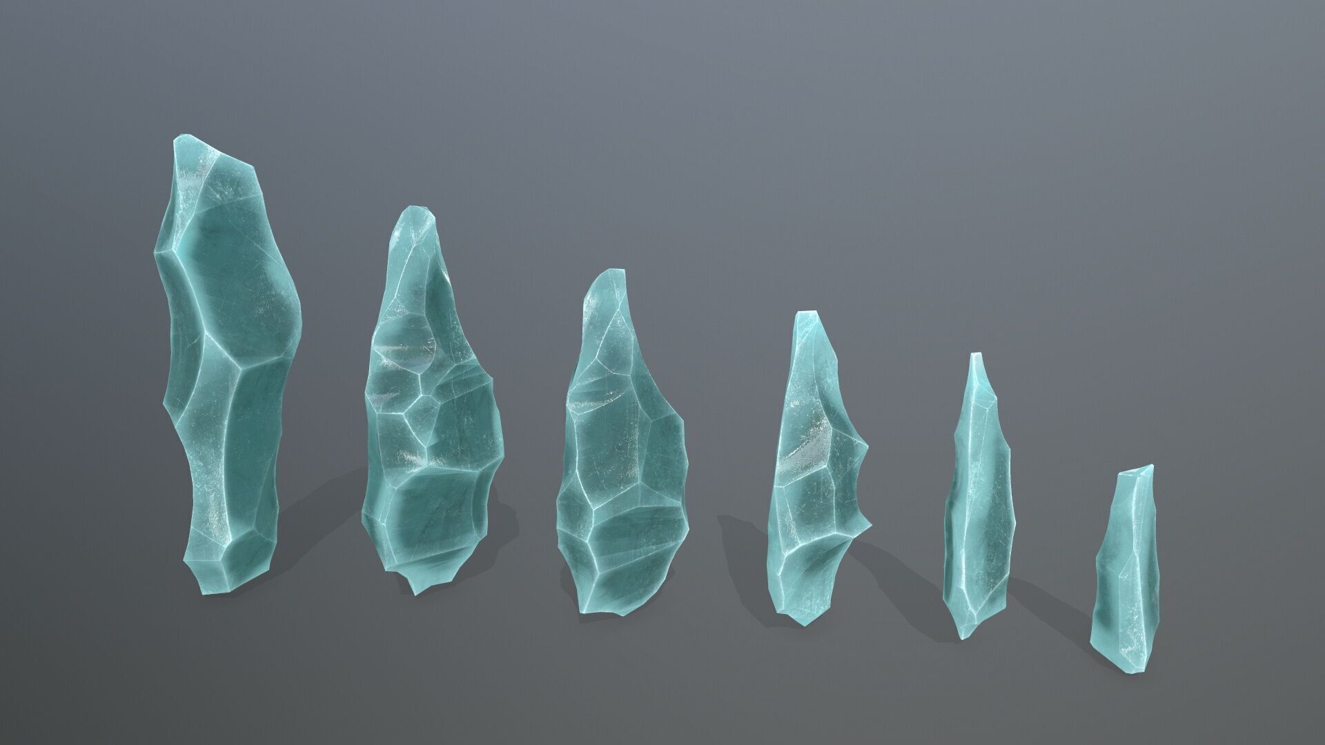 crystal set Low-poly 3D model_2