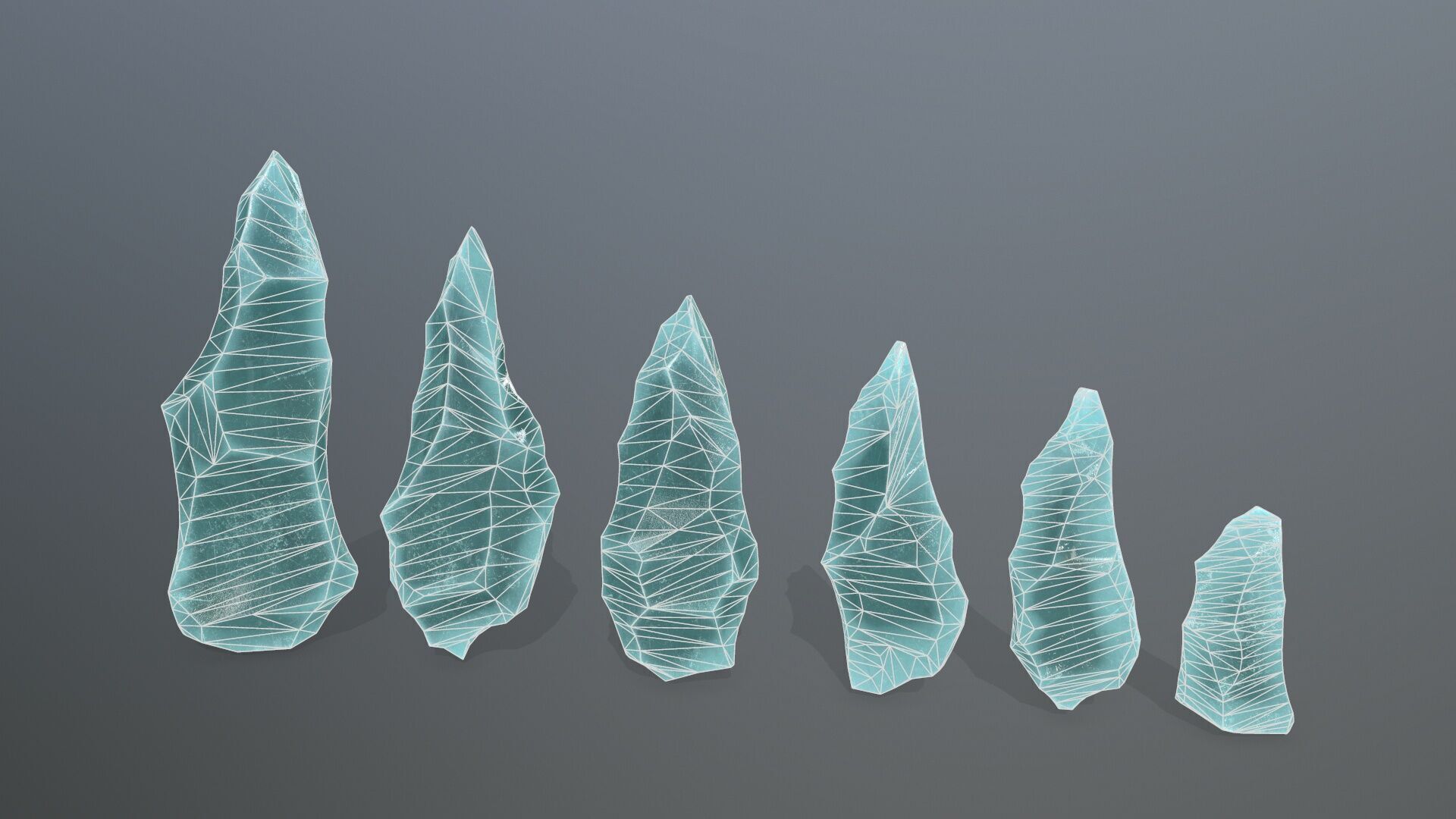 crystal set Low-poly 3D model_5