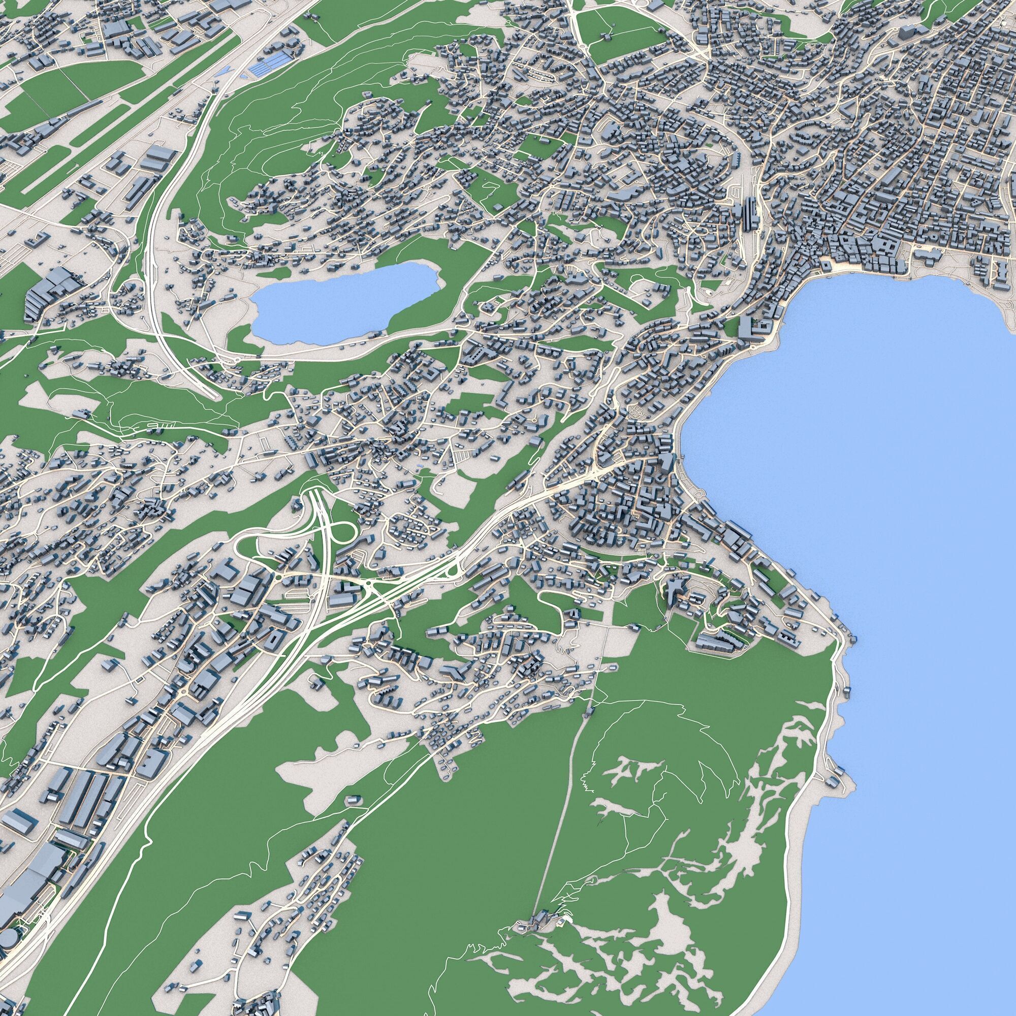 Lugano City Switzerland 3D model_4