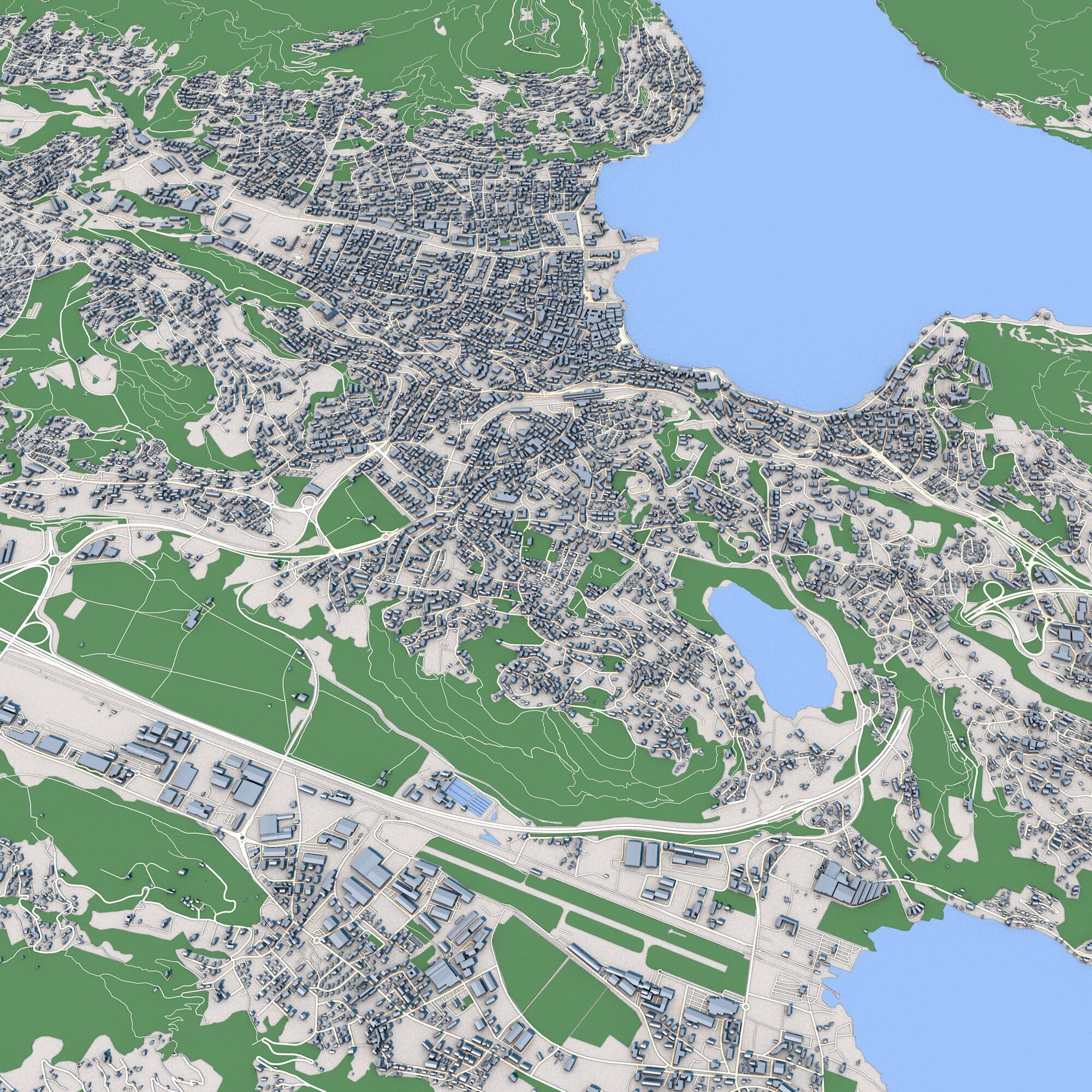 Lugano City Switzerland 3D model_6