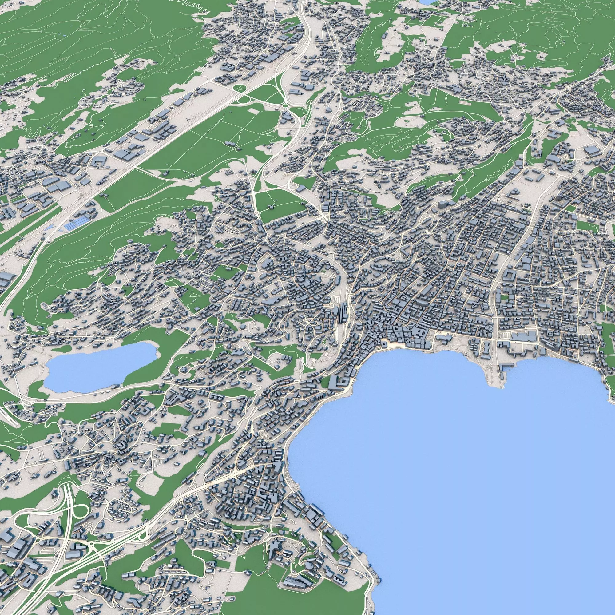 Lugano City Switzerland 3D model_0
