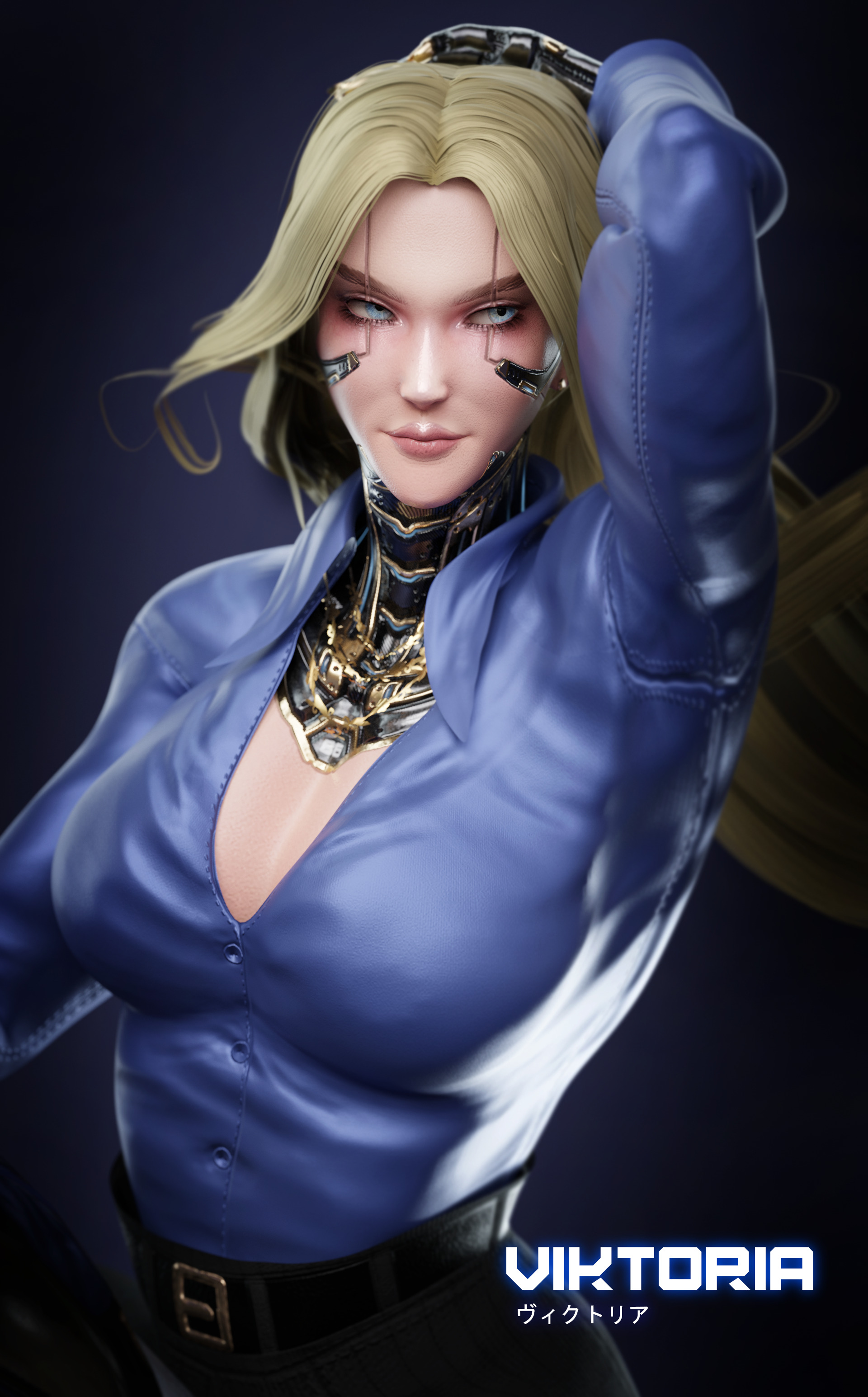 Stylized Female Fighting Character - Viktoria Low-poly 3D model_29