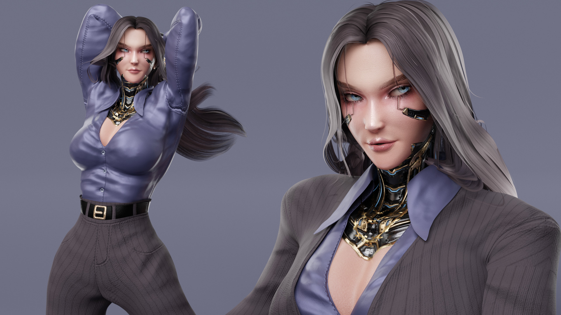 Stylized Female Fighting Character - Viktoria Low-poly 3D model_12