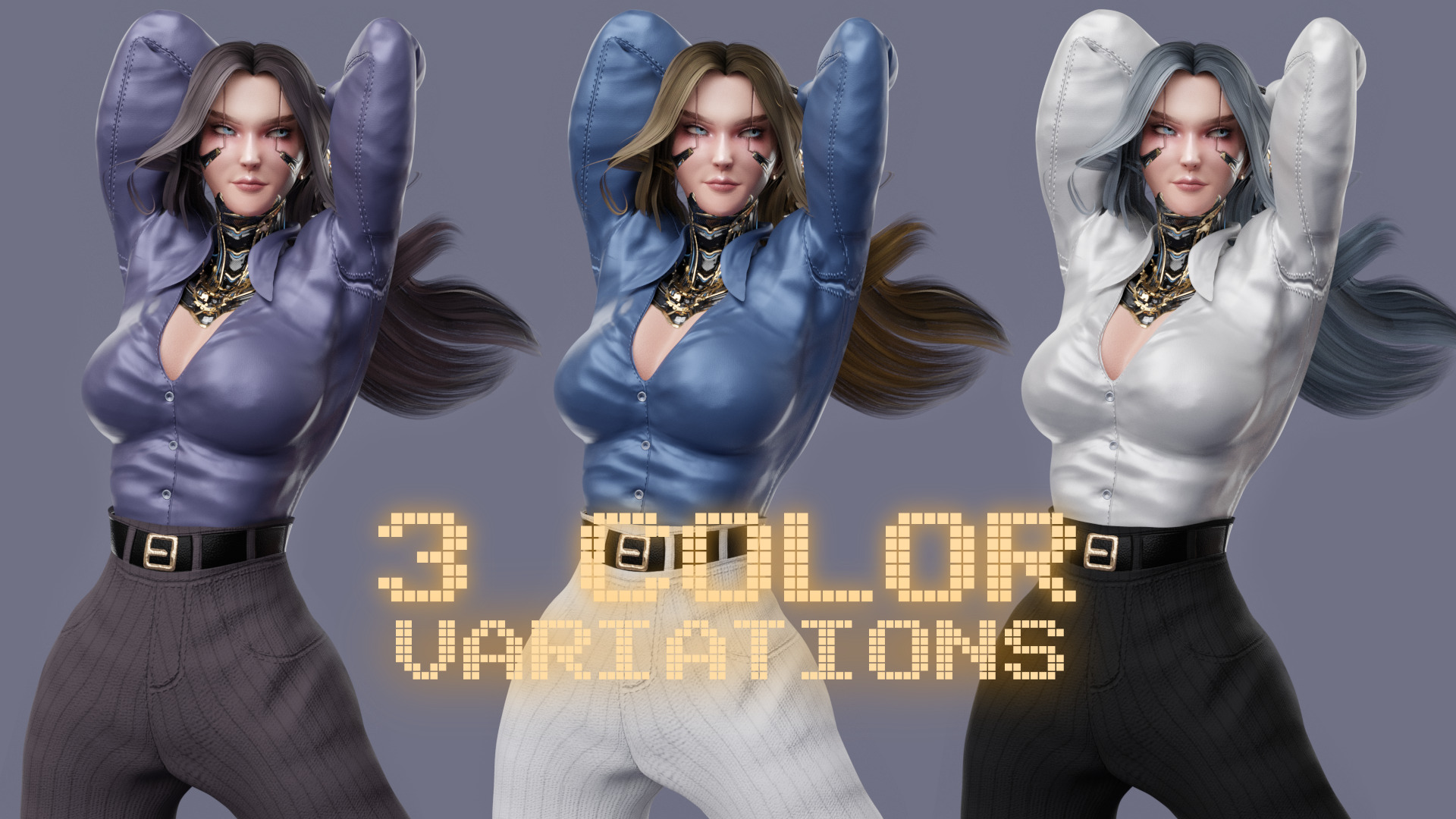 Stylized Female Fighting Character - Viktoria Low-poly 3D model_11