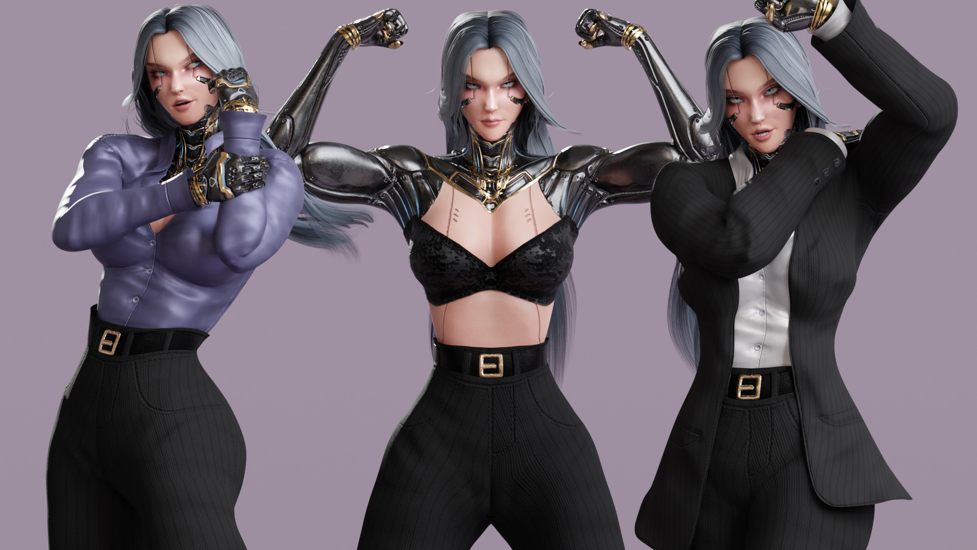 Stylized Female Fighting Character - Viktoria Low-poly 3D model_19