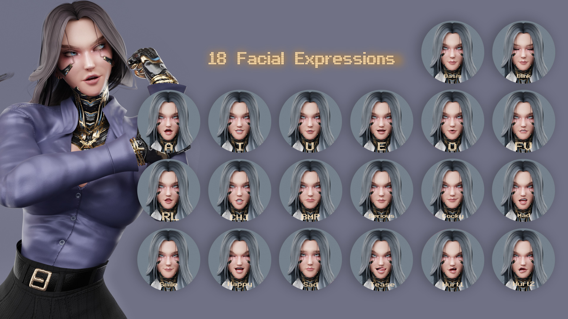 Stylized Female Fighting Character - Viktoria Low-poly 3D model_20