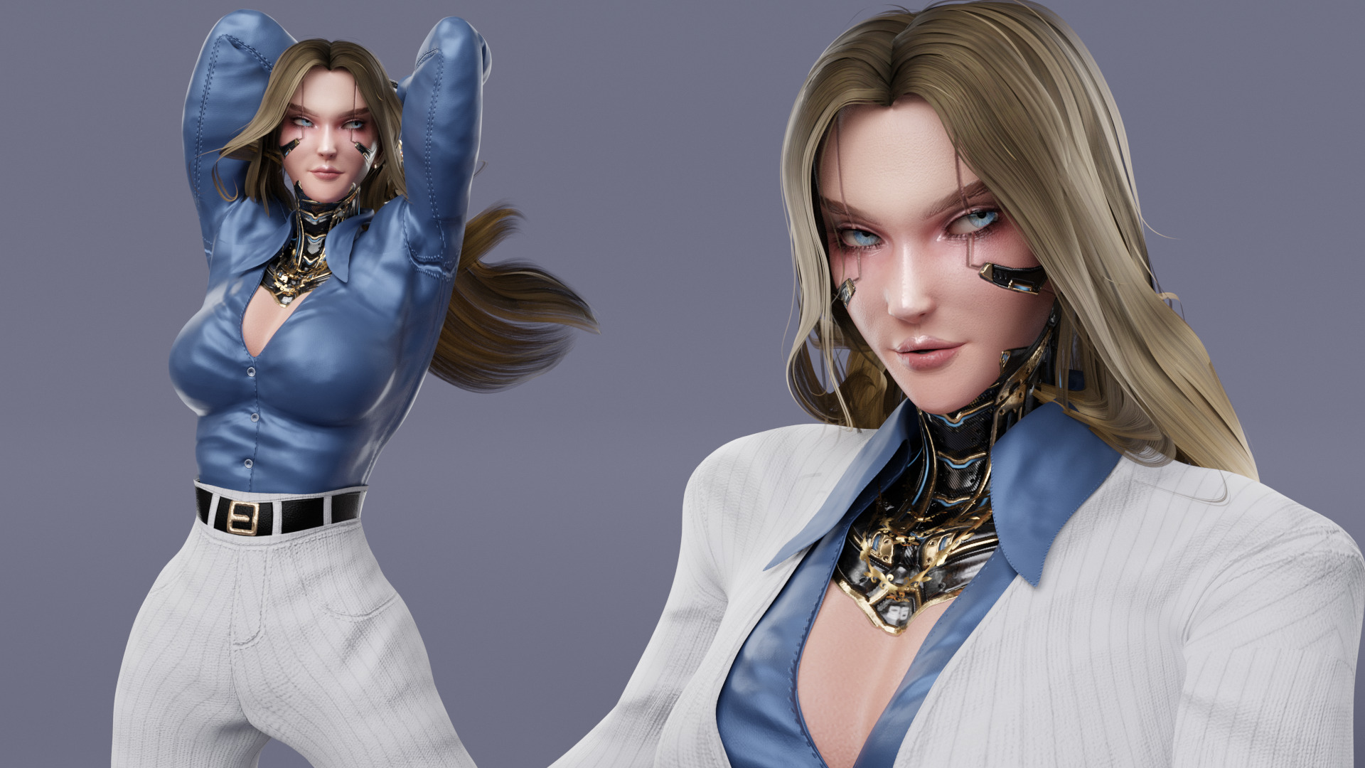 Stylized Female Fighting Character - Viktoria Low-poly 3D model_14