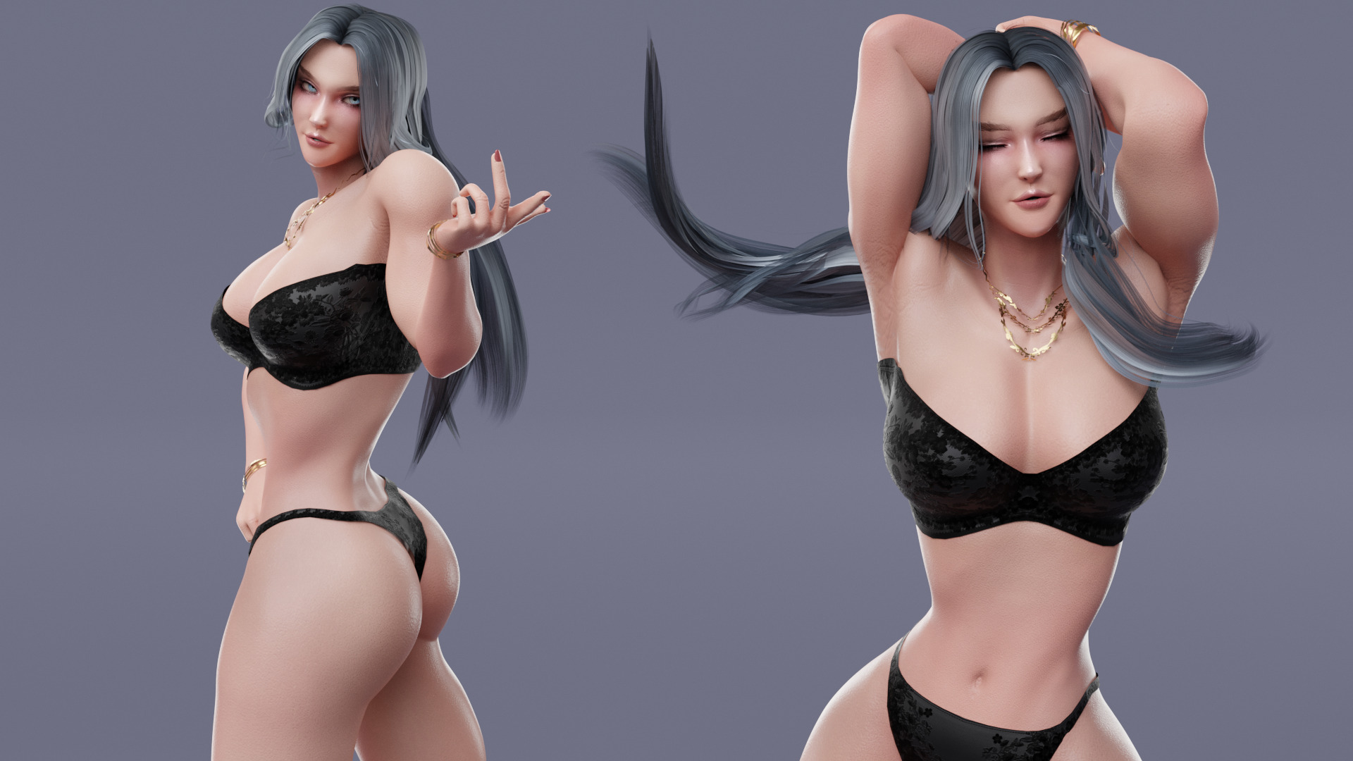 Stylized Female Fighting Character - Viktoria Low-poly 3D model_16