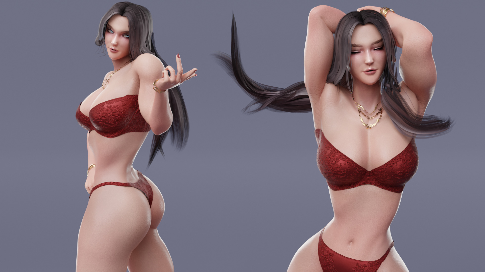 Stylized Female Fighting Character - Viktoria Low-poly 3D model_15