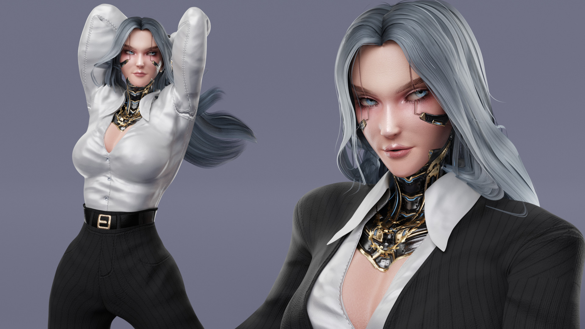 Stylized Female Fighting Character - Viktoria Low-poly 3D model_13