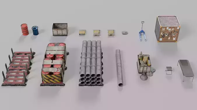 Environmental Prop Kit Low-poly 3D model