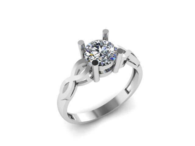 Solitaire  ring for diamond 3D print model_7