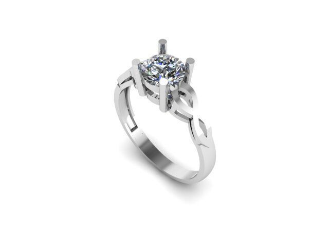 Solitaire  ring for diamond 3D print model_1