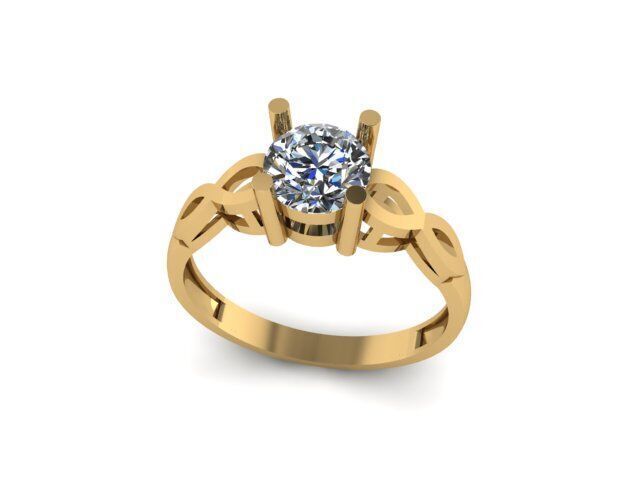 Solitaire  ring for diamond 3D print model_3