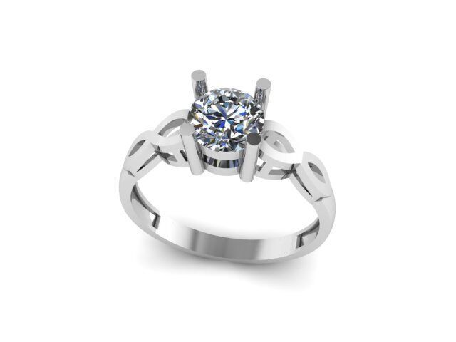 Solitaire  ring for diamond 3D print model_4