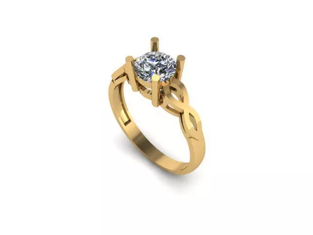 Solitaire  ring for diamond 3D print model_0
